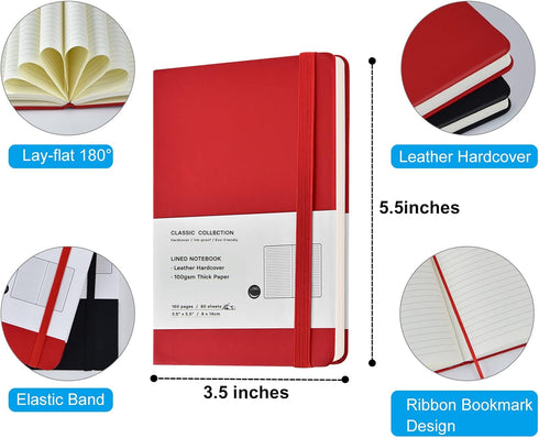6 Pack Pocket Notebooks Small Journal Notebooks Mini College Ruled Notepad Leather Hardcover Lined Journals for Office Home School Business, 3.5" ...