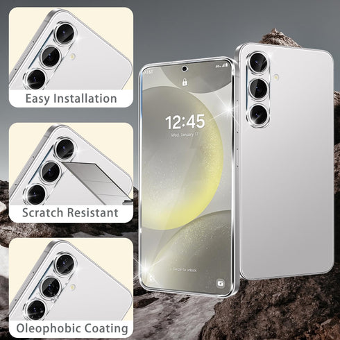 iAnder 3 Pack Glass Screen Protector for Galaxy S24 Plus, 2 Pack Galaxy S24+ Camera Lens Protector with Easy Installation Tray, Supports Fingerpri...