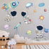 Astronaut Wall Stickers, DILIBRA Planet Space Walk Spaceship DIY Art Vinyl Removable Murals Wall Decals, Cartoon Spaceman Cosmonaut Art Decoration...