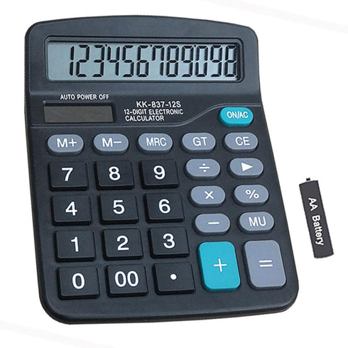 YOUHO Calculator, 12-bit Solar Battery Dual Power Standard Function Electronic Calculator with Large LCD Display Office Calculator Black(NO Batter...