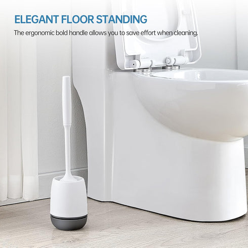 Toilet Brush, Toilet Bowl Brush and Holder Set for Bathroom, Toilet Cleaning Scrubber Cleaner Brush for Bathroom for Deep Cleaning with Stiff Plas...