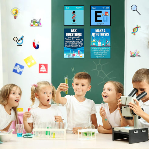 27 Pieces Science Bulletin Board Set Laminated Scientist Posters Classroom Decoration Banner Classroom Wall Decoration for Teachers Science Lab Cu...