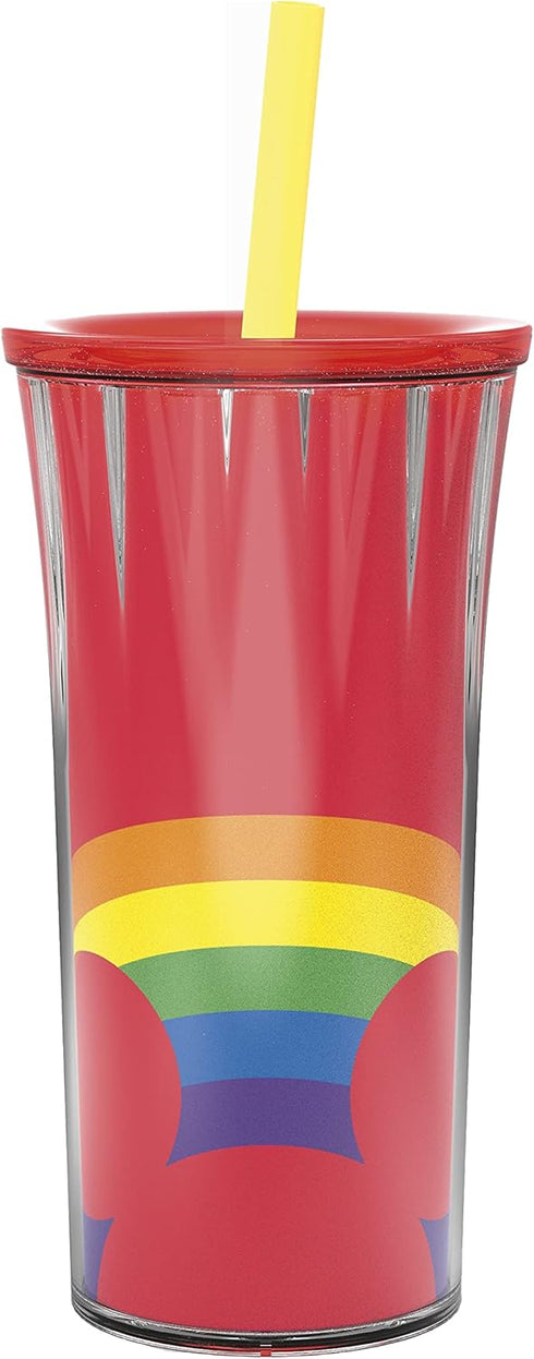 Zak Designs Disney Halloween Rainbow Collection Double-Wall Insulated Plastic Tumbler for Cold Drinks, Travel Cup with Splash-Proof Lid and Straw ...