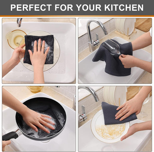 Kitinjoy 100% Cotton Kitchen Dish Cloths, 6 Pack Waffle Weave Ultra Soft Absorbent Dish Towels for Drying Dishes Quick Drying Kitchen Towels Dish ...