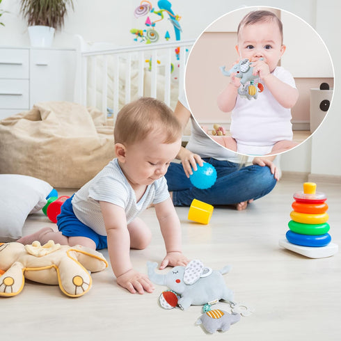 Baby Car Seat Toys For Babies 0-6 Months Musical Learning Toddler Stroller Toys 6 To 12 Months Soft Sensory Developmental Crib Toys Hanging With I...