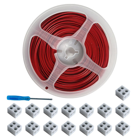 15Pack erless LED Strip Connector 2pin 8mm with 32.8ft Wire, Tighten Screw Terminal Blocks 2 Pin 8mm Connectors with Screwdriver for 5-24v LED Tap...