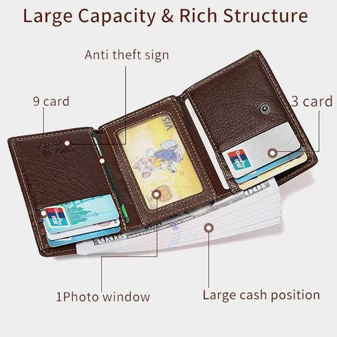 Wallet for Men Leather Wallet Mens RFID Blocking Trifold Wallet Black Men's Front Pocket Wallets Credit Card Holder Thin Compact Travel Wallet Gif...