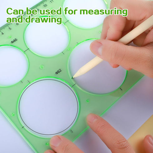 4Pcs Circle Template for Drawing Drafting Plastic Circle/Oval/Triangle Shape Stencil for Painting Transparent Geometric Measuring Rulers for Schoo...