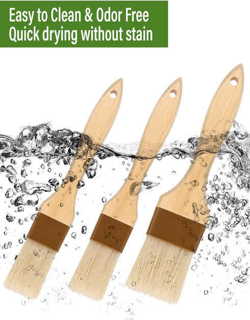Pastry brush,Basting brush for Cooking,Natural Bristle BBQ Brush for Oil & Sauce,Wooden Handle Food Brush for Baking,Easy Clean Butter Brush,Durab...