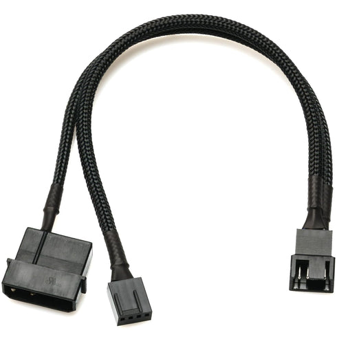 CRJ 4-Pin Molex High Power PC Fan Adapter Cable - 10-inch (25cm), Black Sleeved - High Current 12V Power Adapter from a 4-Pin Peripheral ATX Conne...