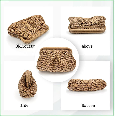 Straw Clutch Purses for Women, Dumpling Woven Crossbody Bag, Summer Straw Handbags Beach Purse...