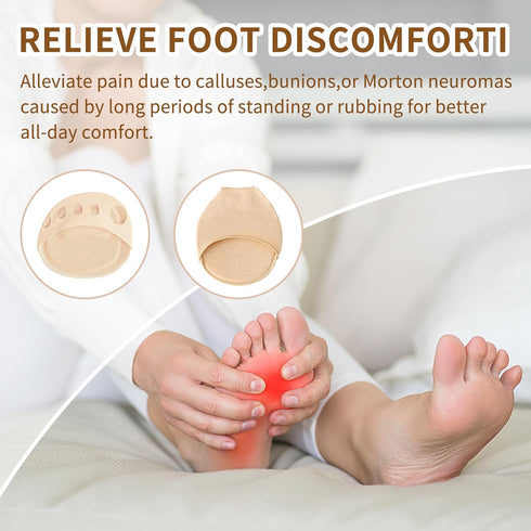 4 Pairs Metatarsal Pads Ball of Foot Cushions Honeycomb Fabric Forefoot Pads for Women High Heels Shoes Foot Pads Invisible Soft Toe Pads Reusable...