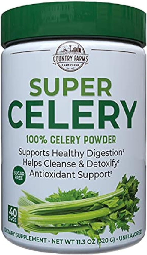 COUNTRY FARMS Super Celery Powder, 100% Celery Powder, Supports Healthy Digestion, Helps Cleanse & Detoxify, Antioxidant Support, 40 Servings, 11....