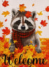 Welcome Fall Maple Leaves Garden Flag 12.5x18 Inch Double Sided, Seasonal Raccoon Autumn Rustic Yard Outdoor Decoration...