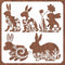 Easter Rabbit Stencil for Painting 11.8x11.8" Happy Spring Flower Wall Stencils Washable Plastic Bunny Rabbit Drawing Stencils Painting Templates ...