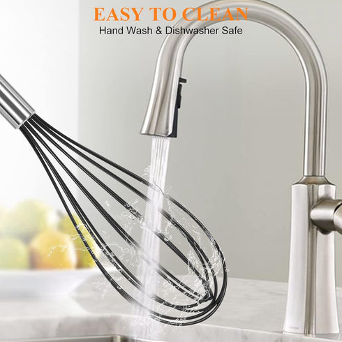 NileHome Whisk Commercial Whisks Stainless Steel & Silicone Non-Stick Coated Small Whisk Set 8" 10" 12" Kitchen Wisk Wire Whisks for Cooking 3 Pac...