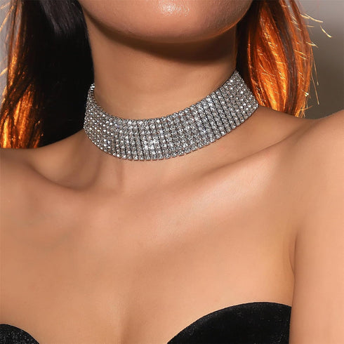Fesciory Silver Rhinestone Tennis Necklaces for Women, Dainty Adjustable Layered Twist Rope Cubic Zircon Diamond Butterfly Choker Necklace, Iced O...