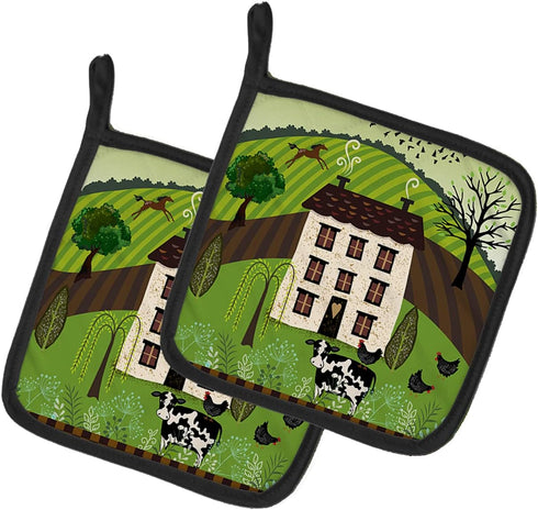 Caroline's Treasures VHA3024PTHD Folk Art Country House Pair of Pot Holders Kitchen Heat Resistant Pot Holders Sets Oven Hot Pads for Cooking Baki...