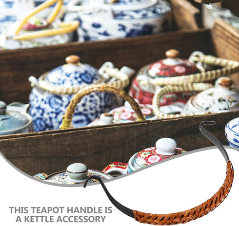 Hemoton Rattan Metal Teapot Handle Tea Pot Handle Replacement Adjustable Kettle Grip Purse U-Shape Handle for Chinese Teapot Ceramic Pottery Tea K...