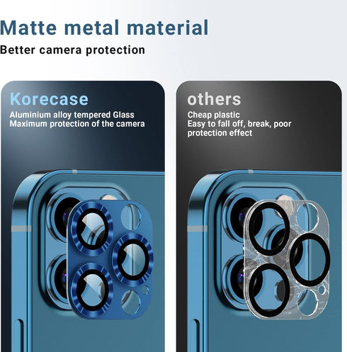 Korecase for iPhone 12 Pro Max Camera Lens Protector, Anti Scrach HD Tempered Glass Camera Screen Protector Cover,Aluminum Alloy Whole Camera Lens...