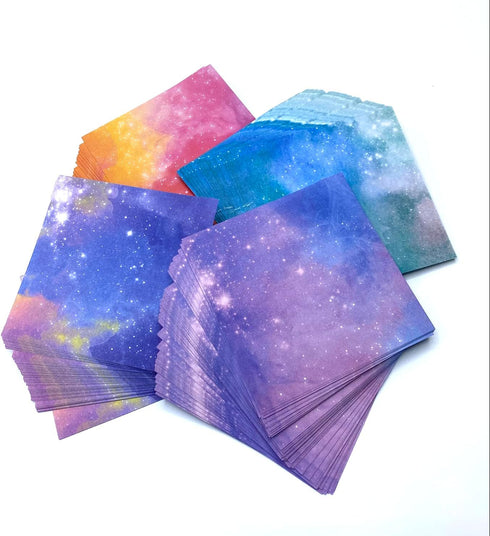 Origami Kit, 400 Sheets Double-Sided Galaxy Pattern Origami Paper with 100 Sheets of Each Galaxy pattern, DIY Crafts for Kids, School Projects, De...