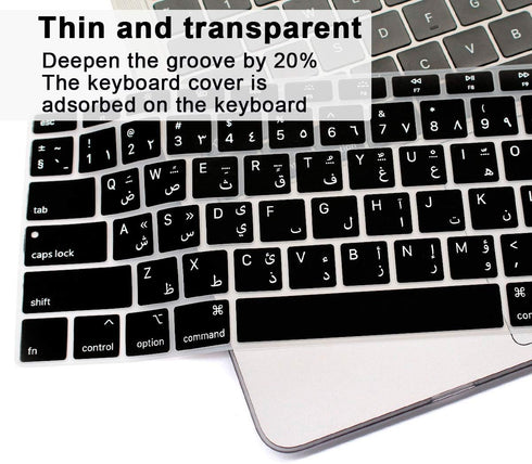 Arabic Language Silicone Keyboard Cover Skin for MacBook Air 13 with Retina Display and Touch ID 2020 2019 2018 Model A1932 Keyboard Protector Ski...