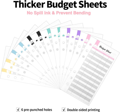Sooez Money Organizer for Cash, A6 Budget Binder with Zipper Envelopes, Rose Gold Sticky Labels & Extra Thick Expense Sheets,Money Saving Binder B...