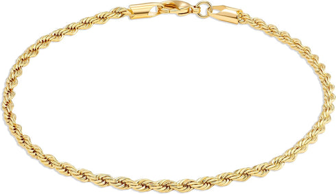 Barzel 18K Gold Plated Braided Rope Anklet for Women, 10 Inches - Made In Brazil...
