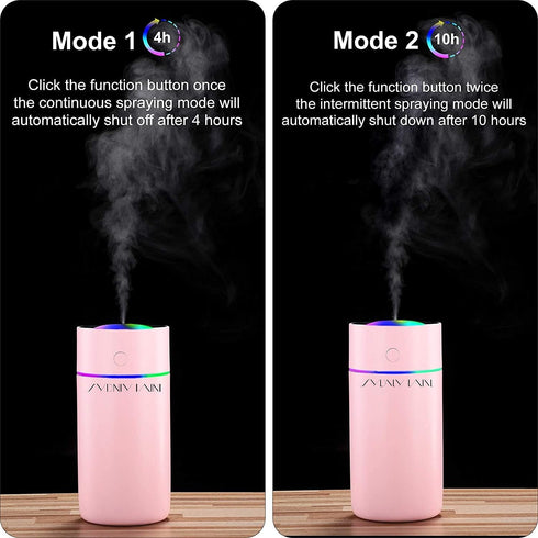 Colorful Cool Mini Humidifier, Humidifier for Car, Office Room, Bedroom,etc. Auto Shut-Off, 2 Mist Modes, Super Quiet. Pink...