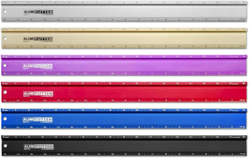Alumicolor AlumiCutter Aluminum Straight Edge w/Blade for Office, School, Engineering and Framing, 18IN, Silver...