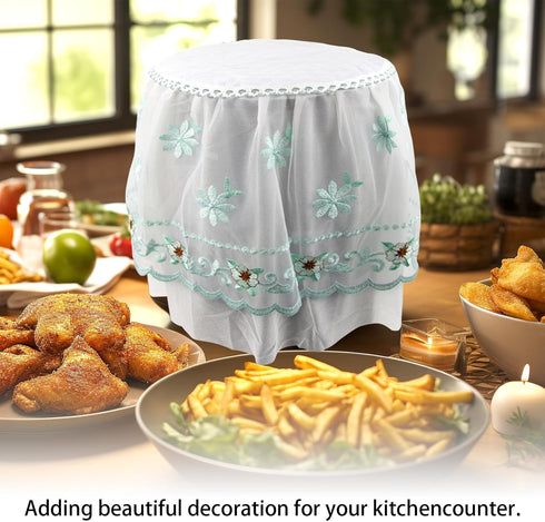 Printed Lace Small Appliances Dust Cover Compatible with Air fryer, Rice Cooker, Ice Maker, Juicer, Soy Milk Maker and Most Round Kitchenware, 11....