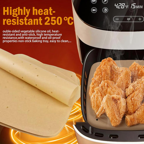 Air Fryer Parchment Paper Liners?8.7"×8.7"? 100Pcs Compatible with XXL Philips, NuWave Brio, Chefman, OMORC, Cuisinart, COSORI, Cooks Essentials, ...