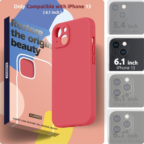 SURPHY Compatible with iPhone 13 Case with Screen Protector, (Camera Protection + Soft Microfiber Lining) Liquid Silicone Phone Case 6.1 inch 2021...