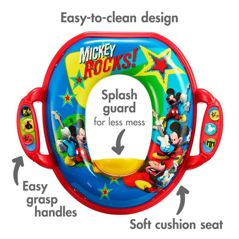 The First Years Disney Mickey Mouse Soft Potty Seat - Cushioned Toddler Toilet Seat Attachment - Toddler Potty Training Toilet Seat with Handles -...
