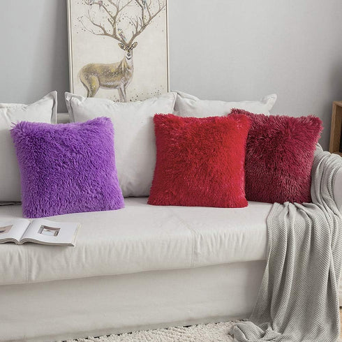 MIULEE Pack of 2 Luxury Faux Fur Throw Pillow Cover Deluxe Winter Decorative Plush Pillow Case Cushion Cover Shell for Sofa Bedroom Car 18x18 Inch...