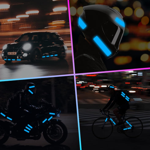 LOOM Reflective Stickers Kit (6pcs Brilliant-Blue)• Nighttime Safety Waterproof Self-Adhesive Decals for Helmets, Skateboard, Bike, Scooter, E-Bik...