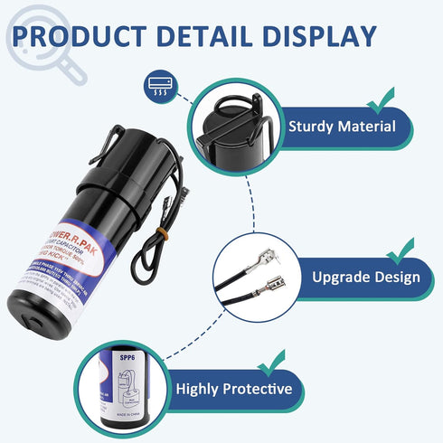 SPP6 Hard Start Kit for Air Conditioner,AC Hard Start Capacitor,Increases Starting Torque 500% from 4,000 BTU Window Units to 120,000 BTU Commerci...