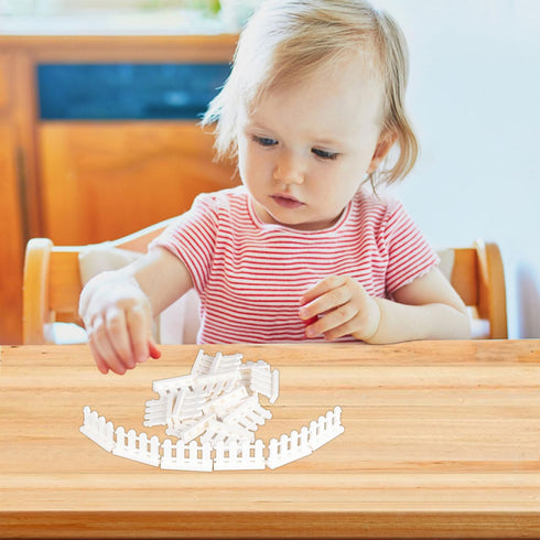 Fence Building Block Set, 20 Pieces Building Accessories for Garden Trees/Flowers/Farm Animal, Compatible with Classic Building Bricks (Cream Colo...