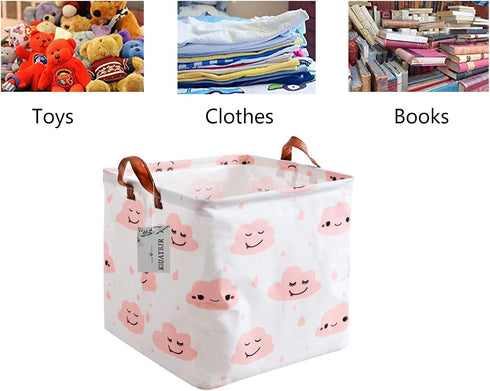 Storage Basket Fabric Organizer Bin for Toys, Books, Clothes, Pets,Perfect for Bedroom/Office/Nursery/Shelves(Pink Cloud)...