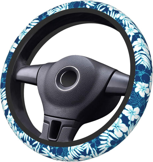 Hawaiian Hibiscus Flower Steering Wheel Cover Non-Slip Auto Steering Wheel Protector Car Accessories Universal Fit 15 Inches for Men Women...