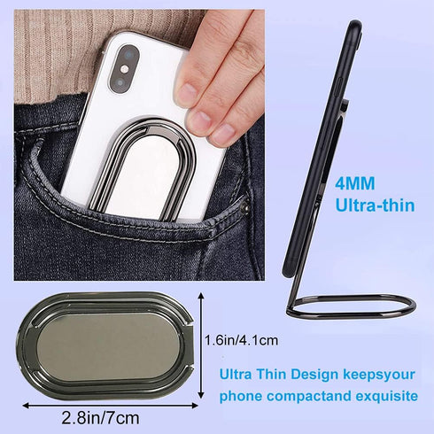 Cell Phone Ring Holder Finger Kickstand, CLZWiiN Foldable 360° Rotation Cellphone Stand for Desk, Office Desktop, Magnetic Car Mount, Metal Multi-...