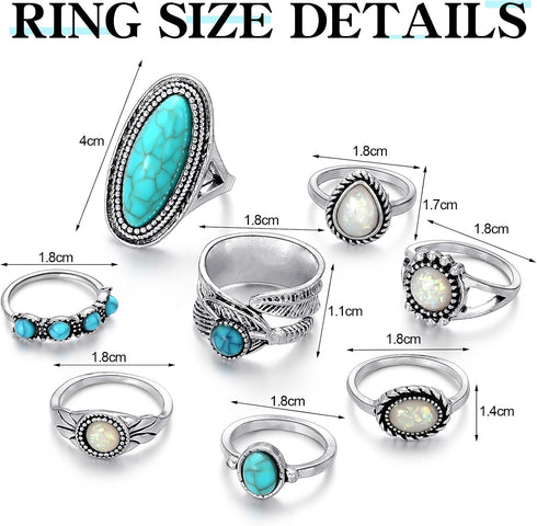 Janmercy 11 Pcs Bohemian Turquoise Jewelry Set Western Jewelry for Women Turquoise Necklace Turquoise Bracelet Earrings and Rings...