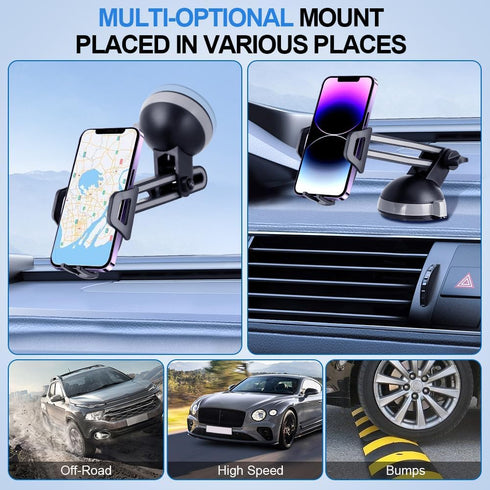 Car Phone Holder Dashboard & Windshield Cell Phone Mount for Smartphones and GPS Devices Secure Adjustable Universal Cell Phone Holder...