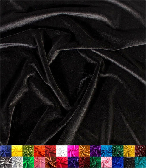 | Stretch Velvet Fabric | Luxury & Soft | 60" Wide Roll | 10% Spandex | Sewing, Apparel, Upholstery (Black, 1 Yard)...