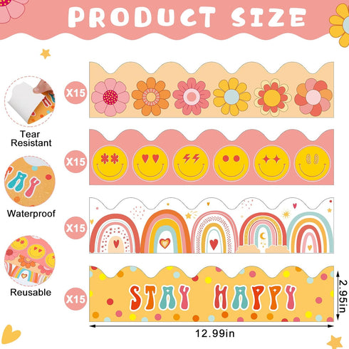 65 Feet Keep Smiling Classroom Bulletin Board Border Bulletin Board Borders for Teachers Summer Classroom Decor Homeschool...