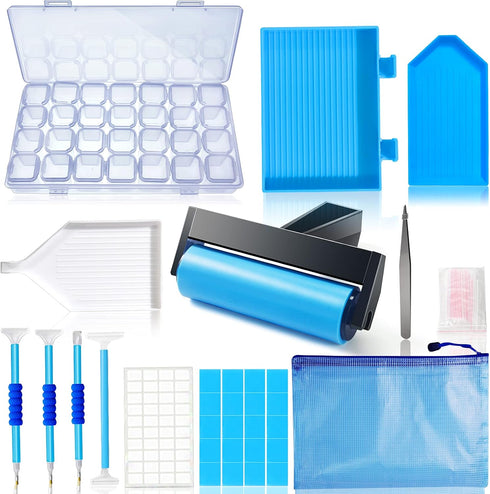 Hulameda 56pcs 5D Diamond Painting Tools, Diamond Painting Accessories with 28 Grids Diamond Embroidery Box and Diamond Painting Roller for kids a...