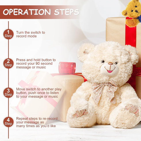 3 Pcs Voice Recorder for Stuffed Animal, Voice Recorder Box Stuffed Bear Mini Voice Recorder Device, DIY Custom Voice Message Toy Voice Recorder f...