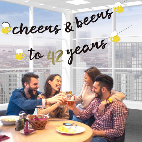 Interchangeable Numbers Cheers & Beers to Any Age Banner Cursive Banner Beer Birthday Sign Happy Birthday Anniversary Bunting Party Decorations...