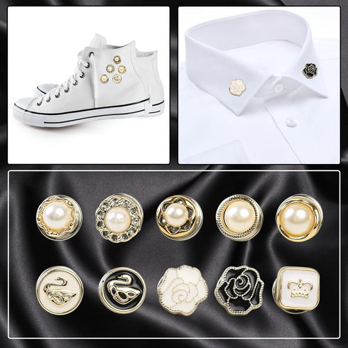 120pcs Brooch Buttons for Women, Mini Instant Buttons Pins,Assorted Brooch Pins, Pearl Rhinestones Shirt Lapel Brooch Pins, Cover Up Buttons Pins ...