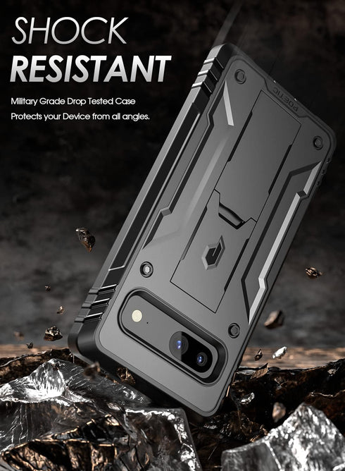 Poetic Revolution Case Compatible with Pixel 7A 5G, Full Body Rugged Shockproof Protective Cover Case with Kickstand, Built-in Screen Protector Wo...